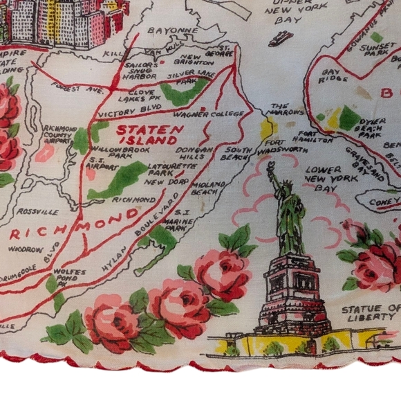 VINTAGE New York City Hankerchief Colorful Cotton Retro Pink Red Black White 12" - Picture 4 of 10